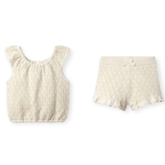 Janie and Jack Crochet Scalloped Trim Top and Shorts Size 16 - Picture 5 of 17